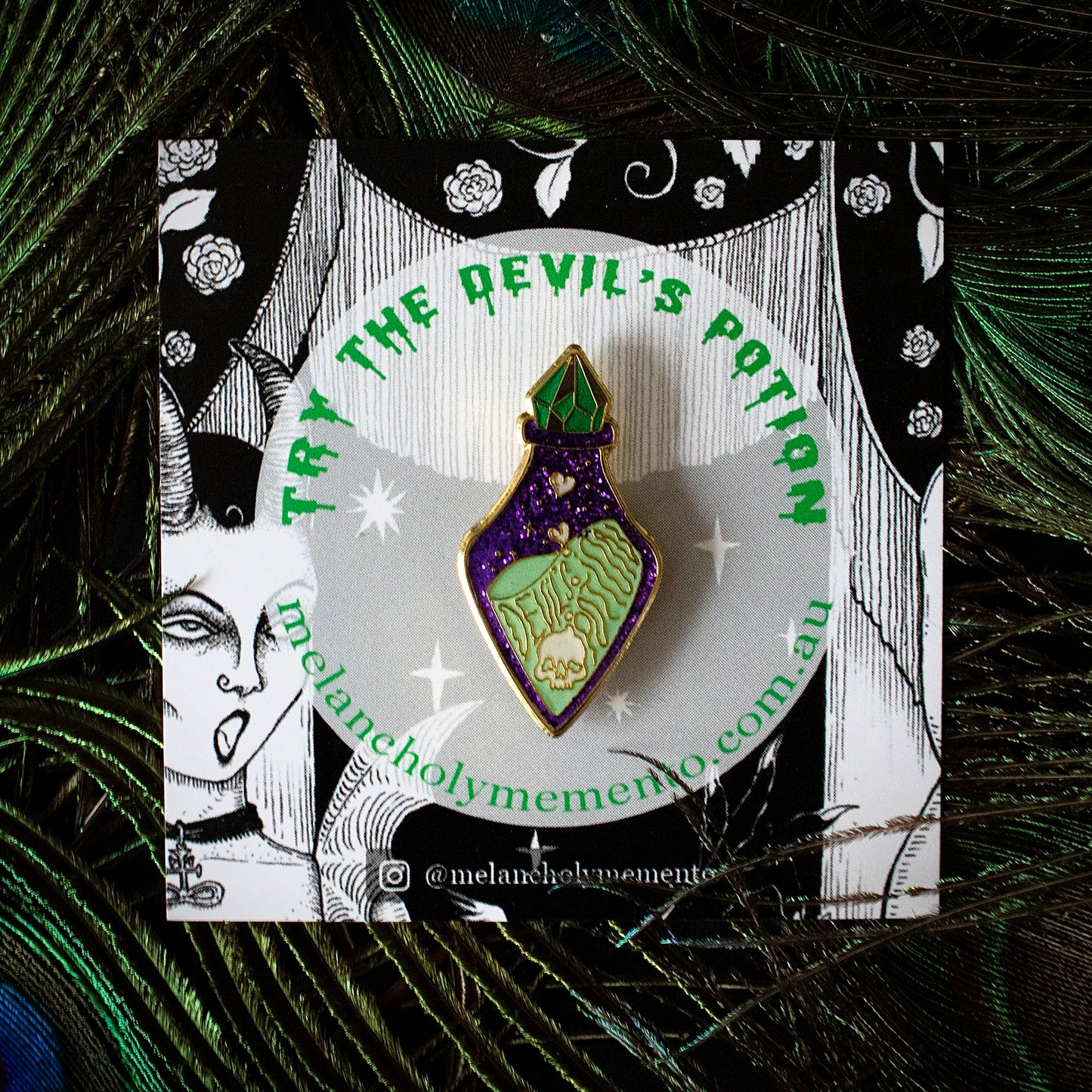 THE DEVIL'S POTION GLOW IN THE DARK ENAMEL PIN
