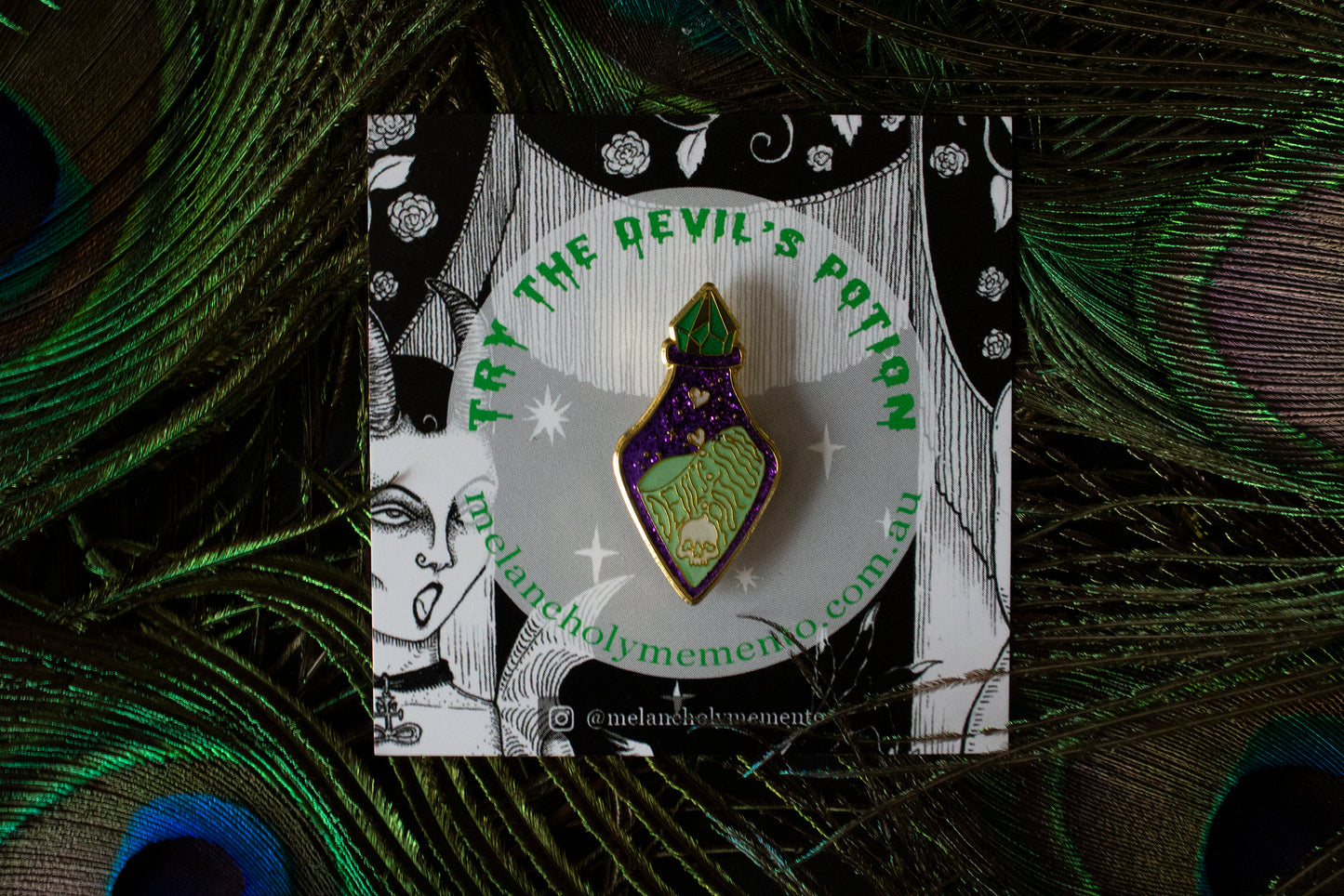 THE DEVIL'S POTION GLOW IN THE DARK ENAMEL PIN
