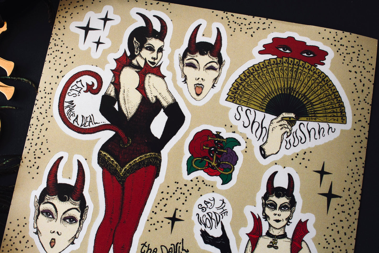 The Devil Came Knocking Sticker Sheet close up top half