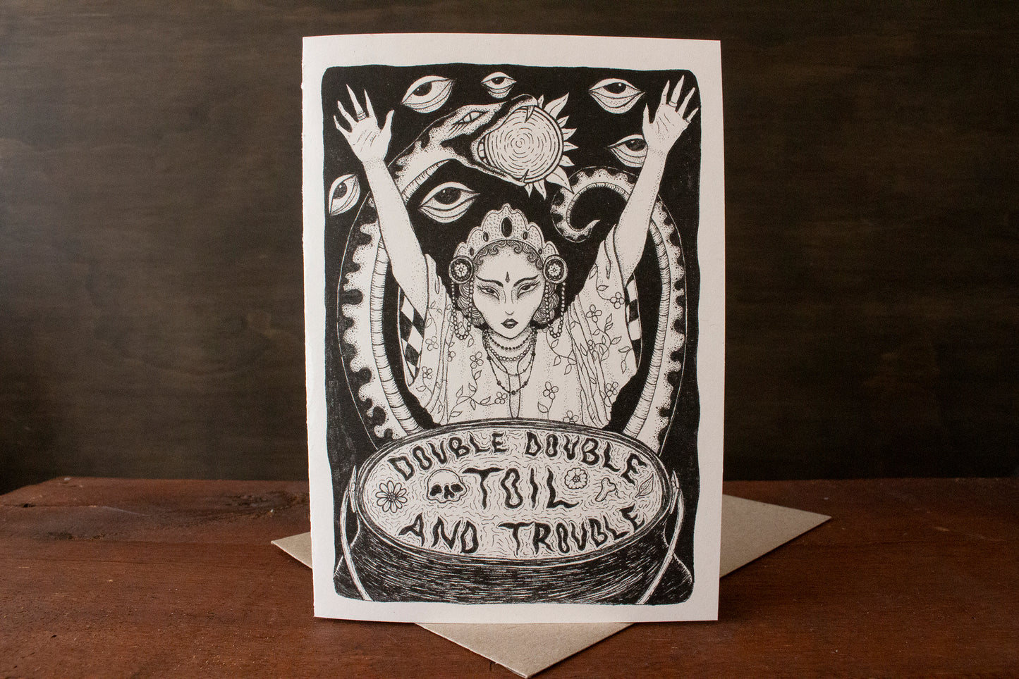 TOIL TROUBLE GREETING CARD