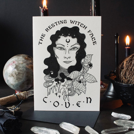 RESTING WITCH FACE GREETING CARD