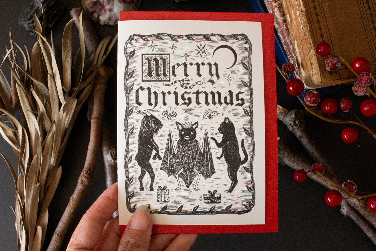 MERRY CHRISTMAS FAMILIARS GREETING CARD