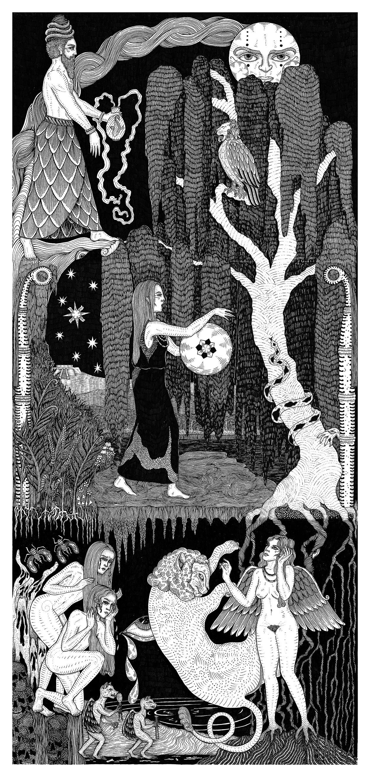 "THE DESCENT OF INANNA" CANVAS ART PRINT SCROLL