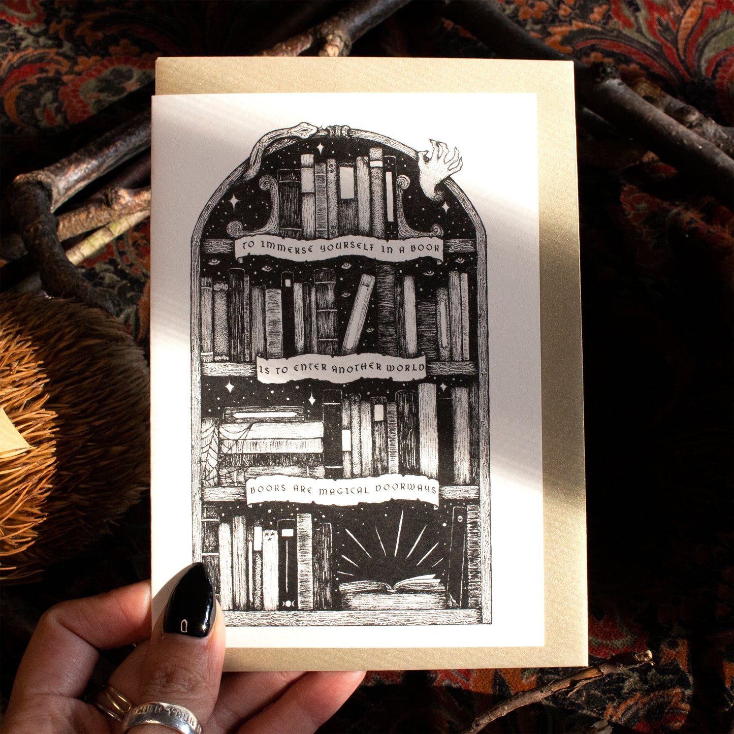 MAGICAL BOOKSHELF GREETING CARD