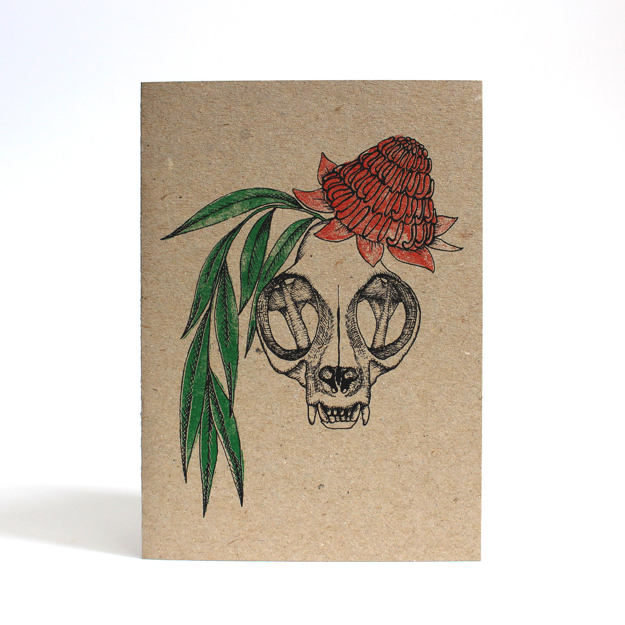 WARATAH CAT SKULL GREETING CARD