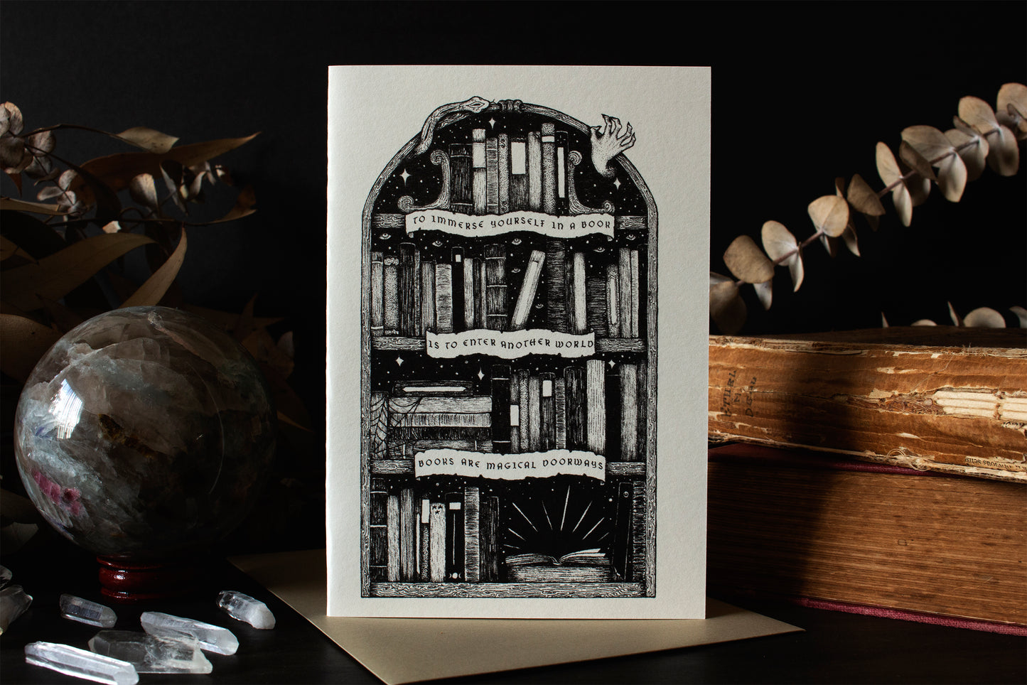 MAGICAL BOOKSHELF GREETING CARD